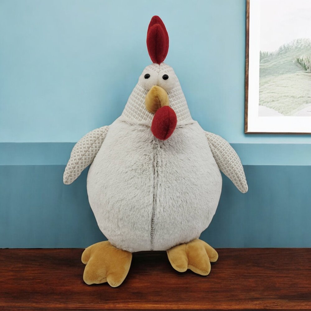 13" Red White And Yellow Fabric Rooster Figurine HomeRoots