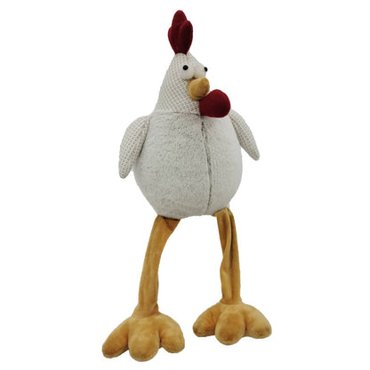 22" White Yellow And Red Fabric Rooster Figurine HomeRoots