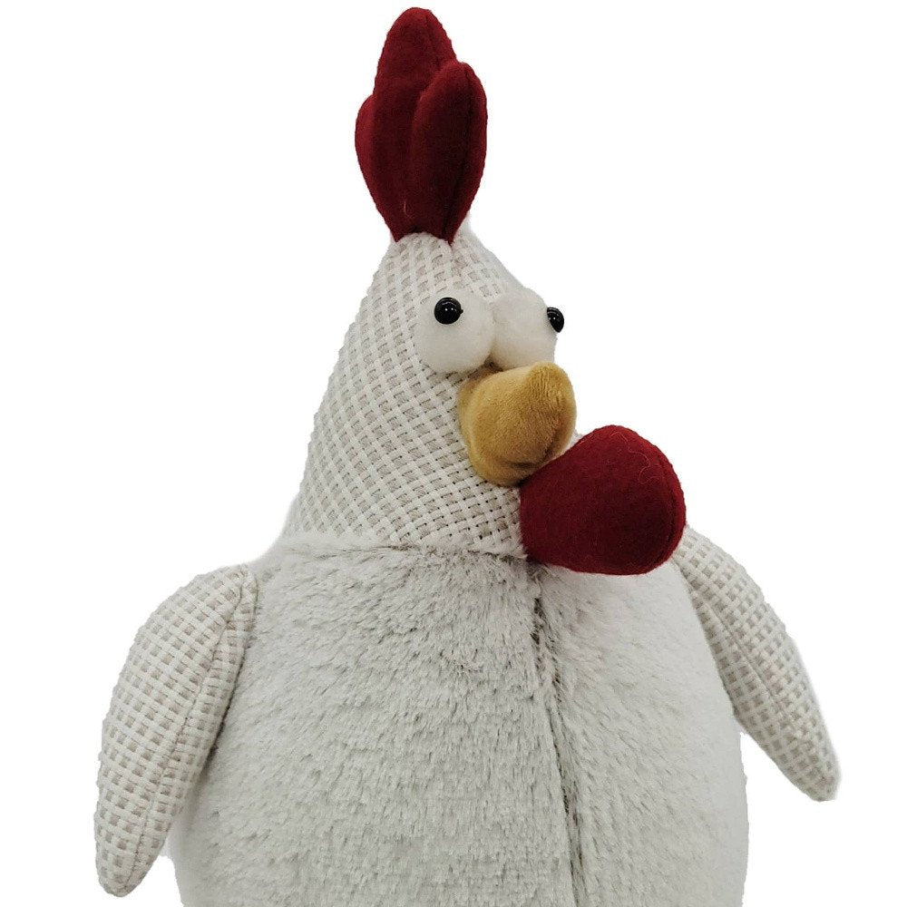 22" White Yellow And Red Fabric Rooster Figurine HomeRoots