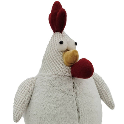 22" White Yellow And Red Fabric Rooster Figurine HomeRoots