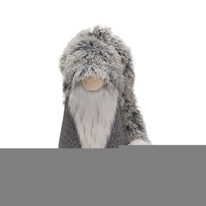 36" Gray And White Fabric Christmas Santa Standing Gnome HomeRoots