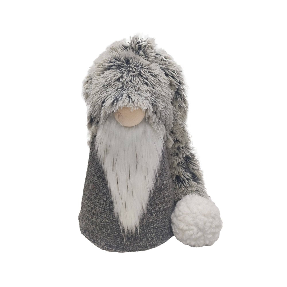 36" Gray And White Fabric Christmas Santa Standing Gnome HomeRoots