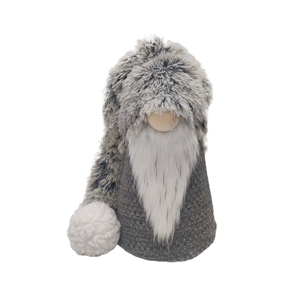 36" Gray And White Fabric Christmas Santa Standing Gnome HomeRoots
