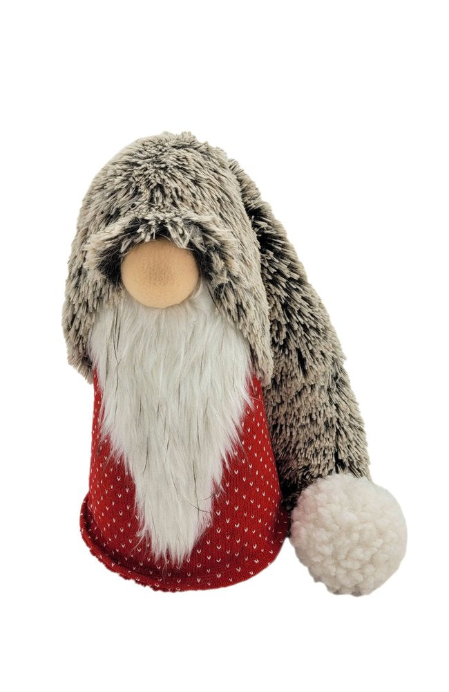 28" Red Gray And White Fabric Christmas Santa Standing Gnome HomeRoots