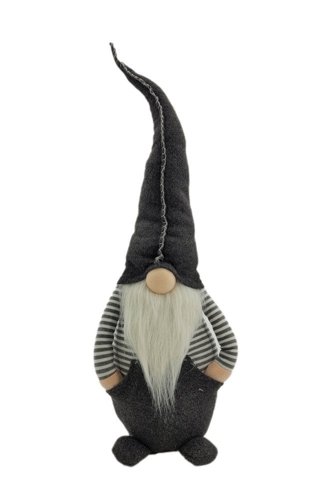 29" Gray And White Fabric Standing Gnome HomeRoots