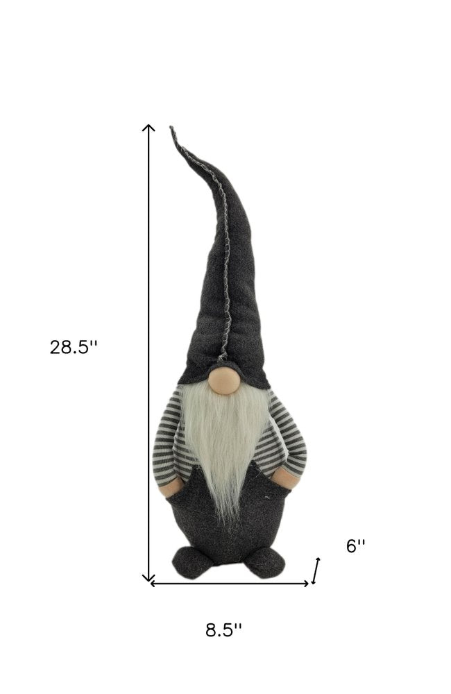 29" Gray And White Fabric Standing Gnome HomeRoots