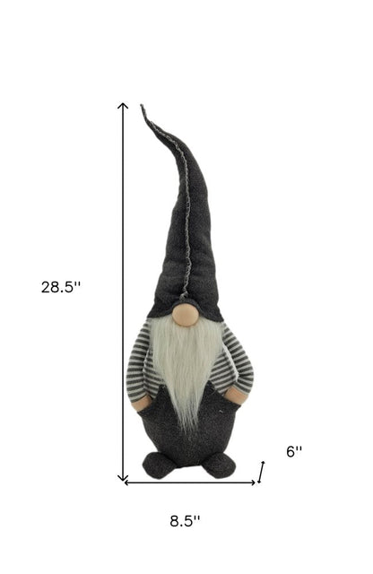 29" Gray And White Fabric Standing Gnome HomeRoots
