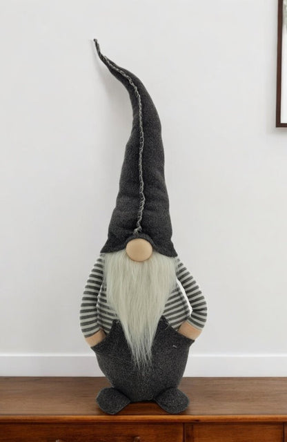 29" Gray And White Fabric Standing Gnome HomeRoots