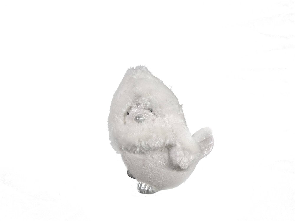 6" White And Silver Ceramic And Fabric Bird Christmas Santa Figurine HomeRoots
