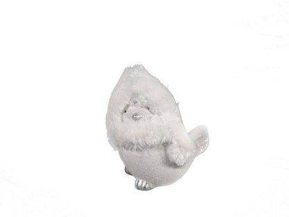 6" White And Silver Ceramic And Fabric Bird Christmas Santa Figurine HomeRoots