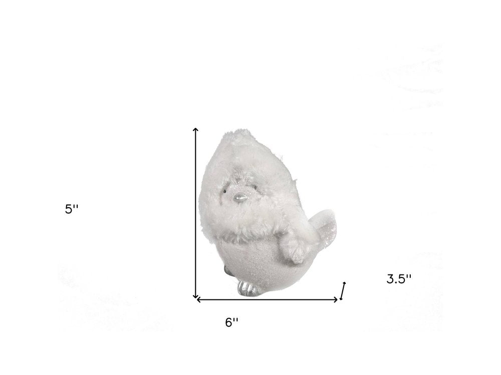 6" White And Silver Ceramic And Fabric Bird Christmas Santa Figurine HomeRoots
