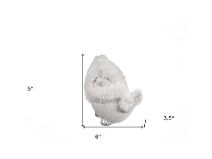 6" White And Silver Ceramic And Fabric Bird Christmas Santa Figurine HomeRoots