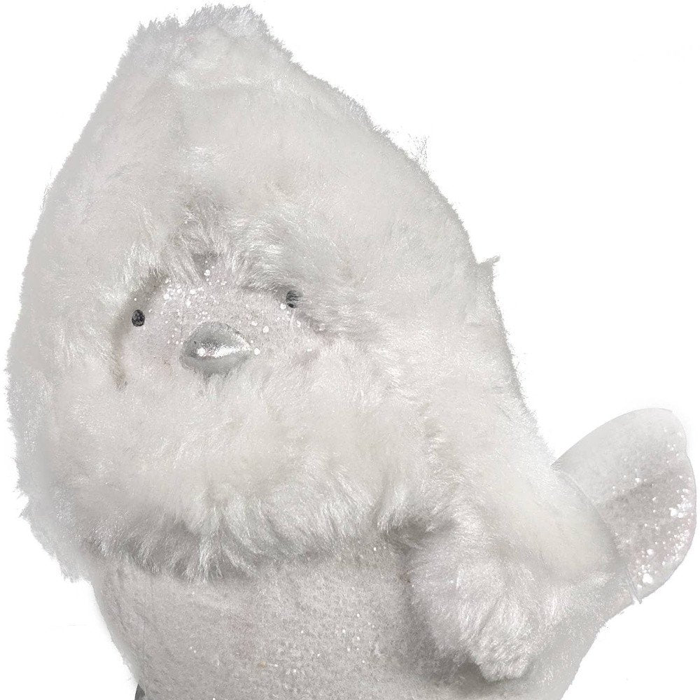 6" White And Silver Ceramic And Fabric Bird Christmas Santa Figurine HomeRoots