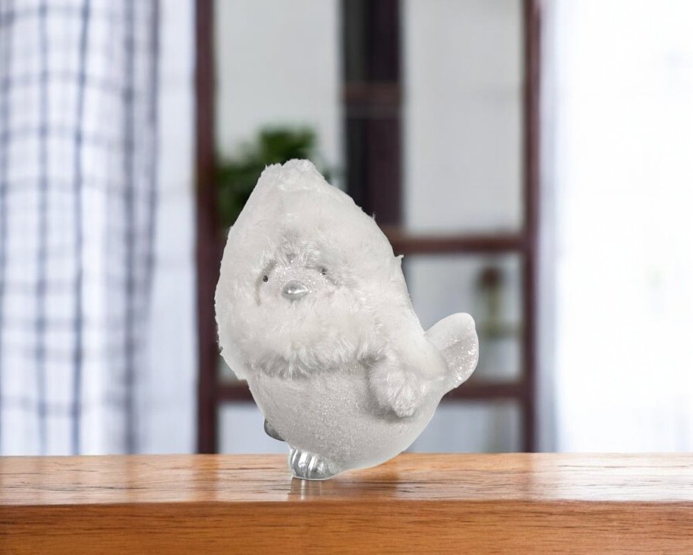 6" White And Silver Ceramic And Fabric Bird Christmas Santa Figurine HomeRoots