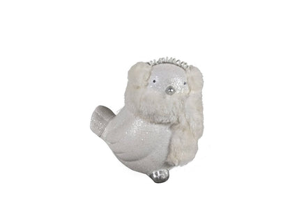 6" White And Silver Ceramic And Fabric Bird Christmas Santa Figurine HomeRoots