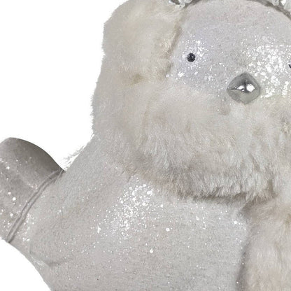 6" White And Silver Ceramic And Fabric Bird Christmas Santa Figurine HomeRoots