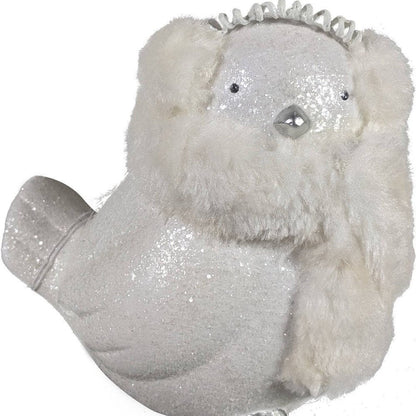 6" White And Silver Ceramic And Fabric Bird Christmas Santa Figurine HomeRoots