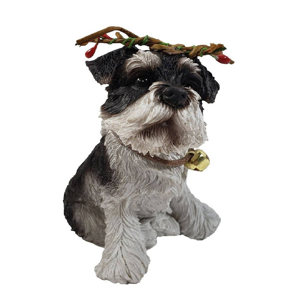 4" Black White And Gold Polyresin Dog Christmas Santa Figurine HomeRoots