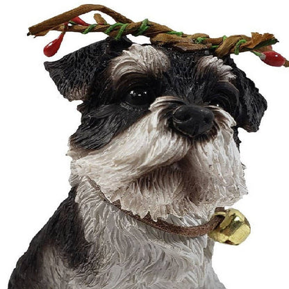 4" Black White And Gold Polyresin Dog Christmas Santa Figurine HomeRoots