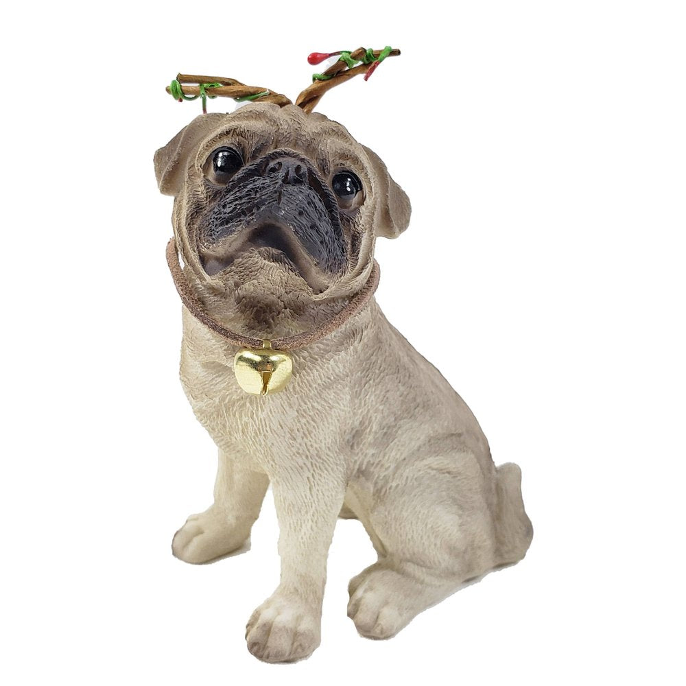 4" Cream Brown And Gold Polyresin Dog Christmas Santa Figurine HomeRoots