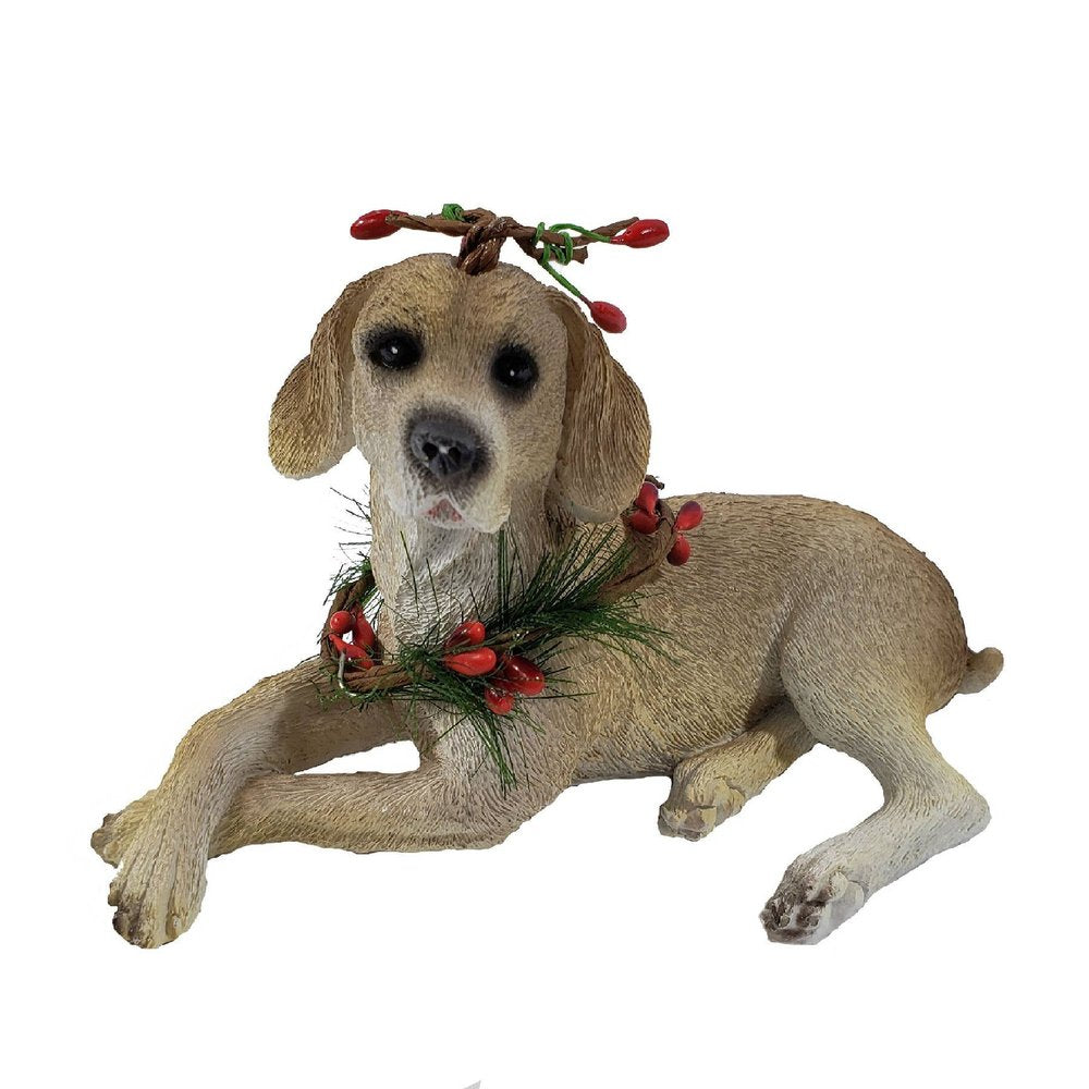 4" Brown Green And Red Polyresin Dog Christmas Santa Figurine HomeRoots