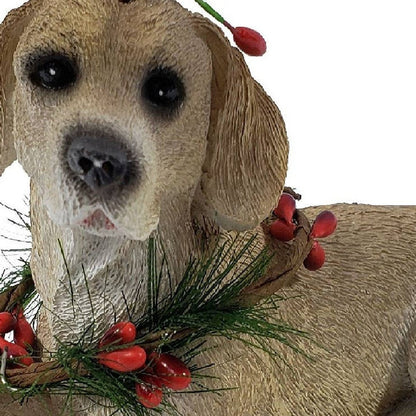 4" Brown Green And Red Polyresin Dog Christmas Santa Figurine HomeRoots