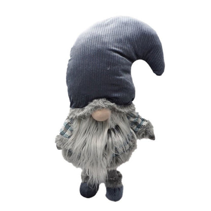 24" Blue White And Gray Fabric Christmas Standing Gnome HomeRoots