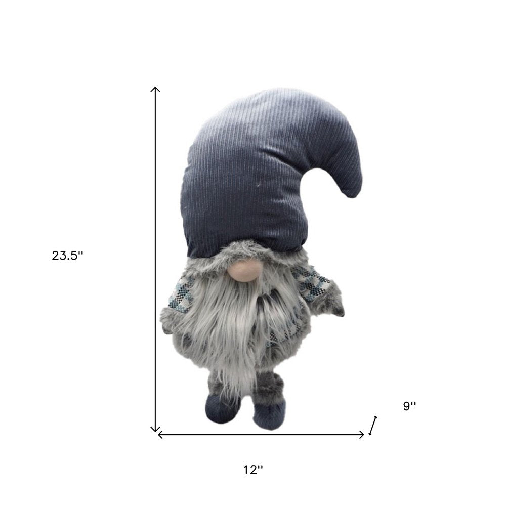 24" Blue White And Gray Fabric Christmas Standing Gnome HomeRoots