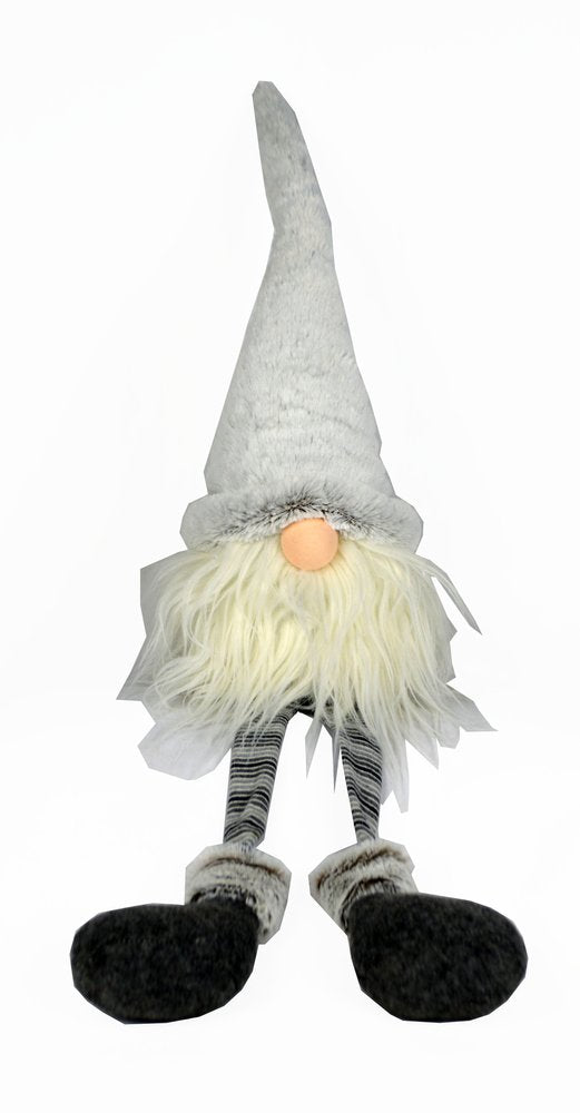 20" White Blue And Black Fabric Christmas Santa and Mrs. Claus Standing Gnome HomeRoots
