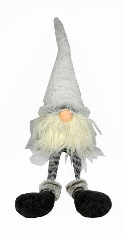 20" White Blue And Black Fabric Christmas Santa and Mrs. Claus Standing Gnome HomeRoots