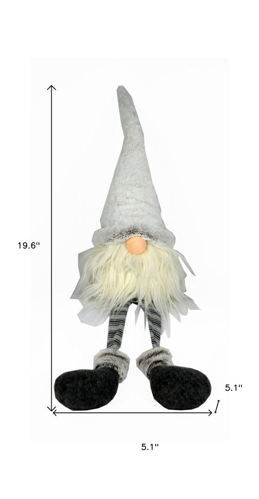20" White Blue And Black Fabric Christmas Santa and Mrs. Claus Standing Gnome HomeRoots