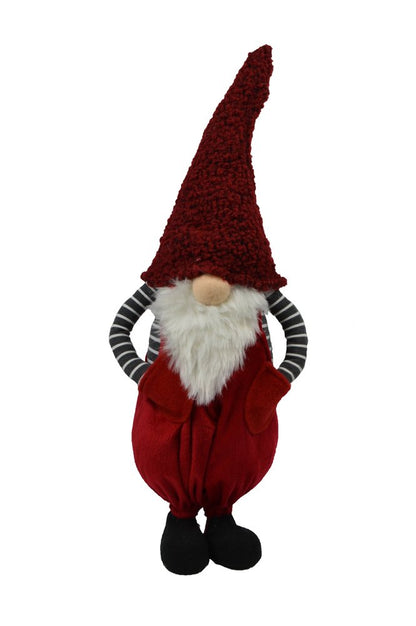 24" White Red And Black Fabric Christmas Santa and Mrs. Claus Standing Gnome HomeRoots