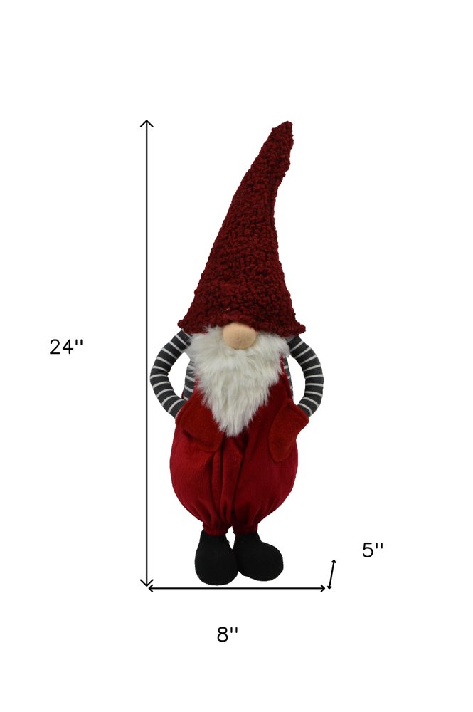 24" White Red And Black Fabric Christmas Santa and Mrs. Claus Standing Gnome HomeRoots