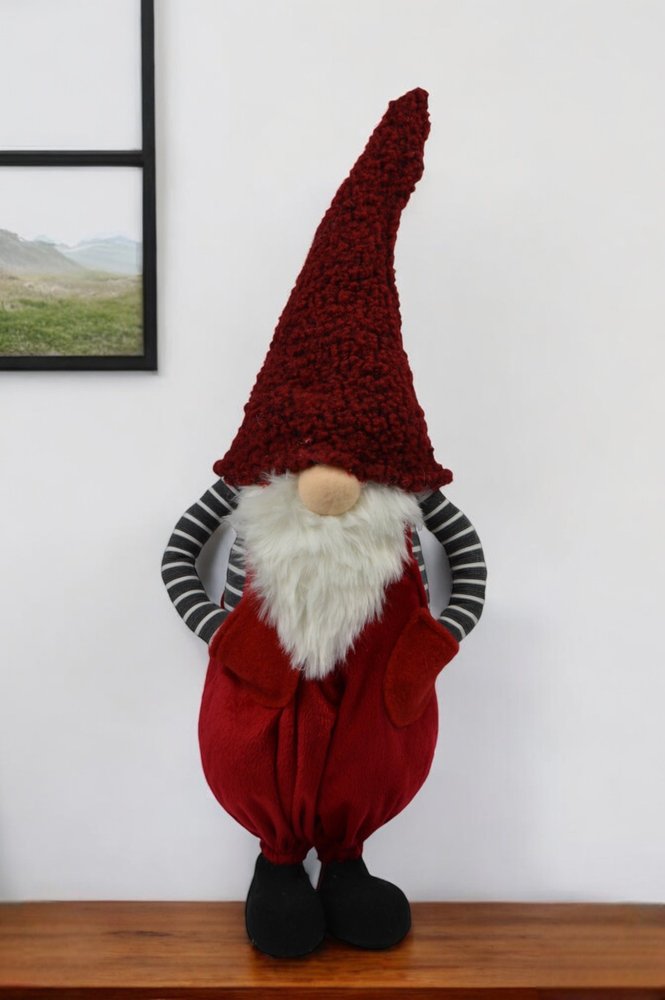 24" White Red And Black Fabric Christmas Santa and Mrs. Claus Standing Gnome HomeRoots