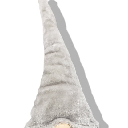 29" Gray And White Fabric Christmas Santa and Mrs. Claus Sitting Gnome HomeRoots