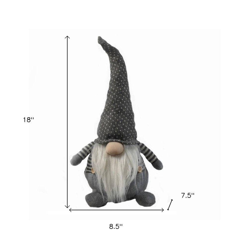 18" Gray And White Fabric Christmas Santa and Mrs. Claus Standing Gnome HomeRoots