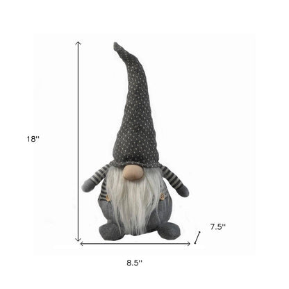 18" Gray And White Fabric Christmas Santa and Mrs. Claus Standing Gnome HomeRoots