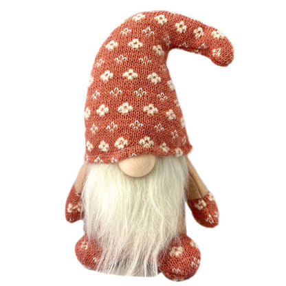 8" Pink White And Cream Fabric Christmas Santa and Mrs. Claus Standing Gnome HomeRoots