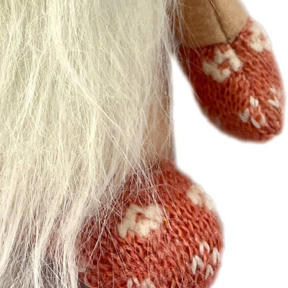 8" Pink White And Cream Fabric Christmas Santa and Mrs. Claus Standing Gnome HomeRoots