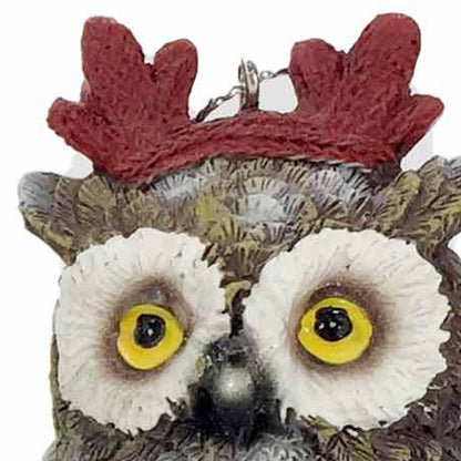 Set of Three Brown White And Red Resin Owl Figurine HomeRoots