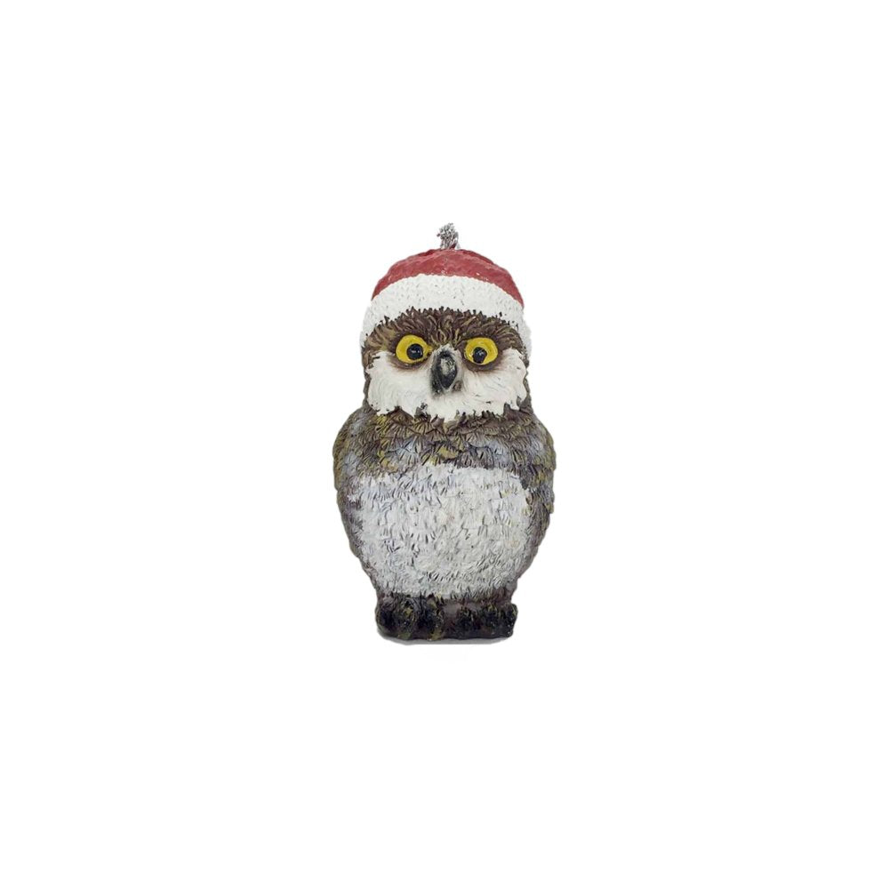 Set of Three Brown White And Red Resin Owl Figurine HomeRoots