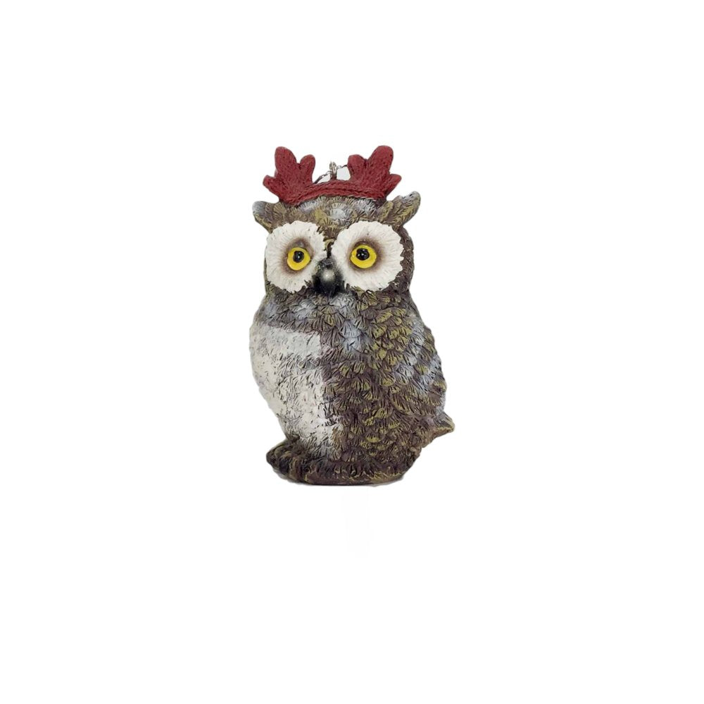 Set of Three Brown White And Red Resin Owl Figurine HomeRoots