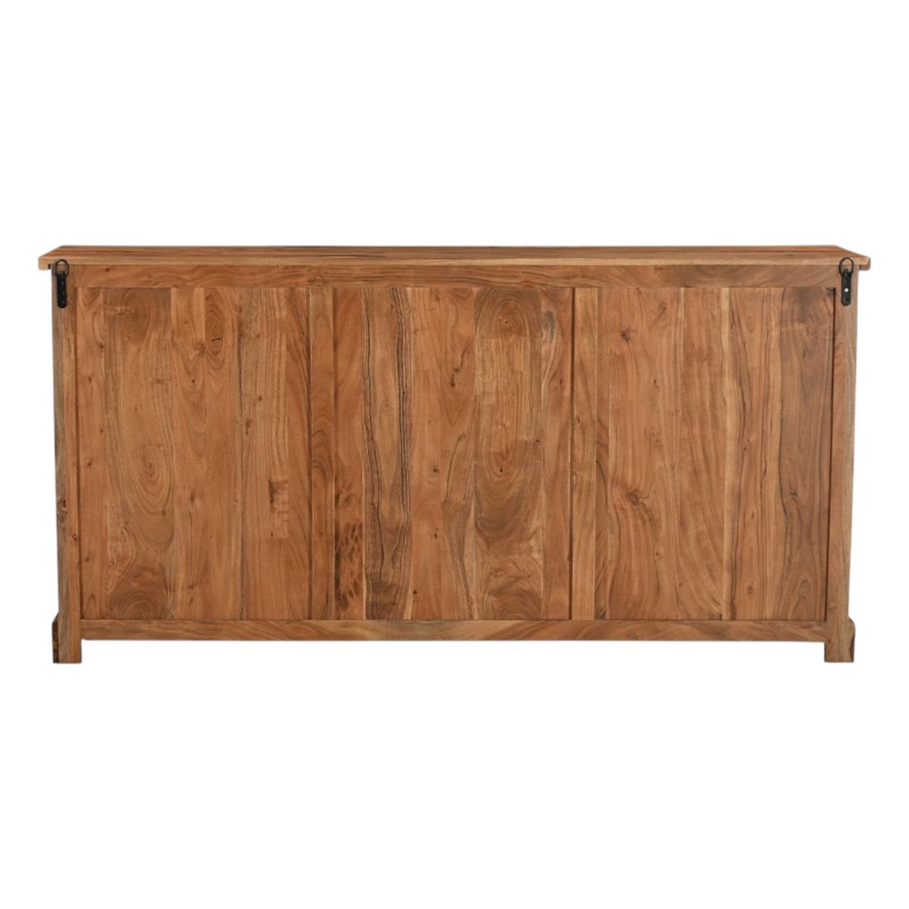 72" Brown Solid Wood Live Edge Three Drawer Sideboard With Four Doors