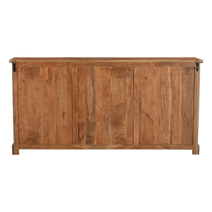 72" Brown Solid Wood Live Edge Three Drawer Sideboard With Four Doors