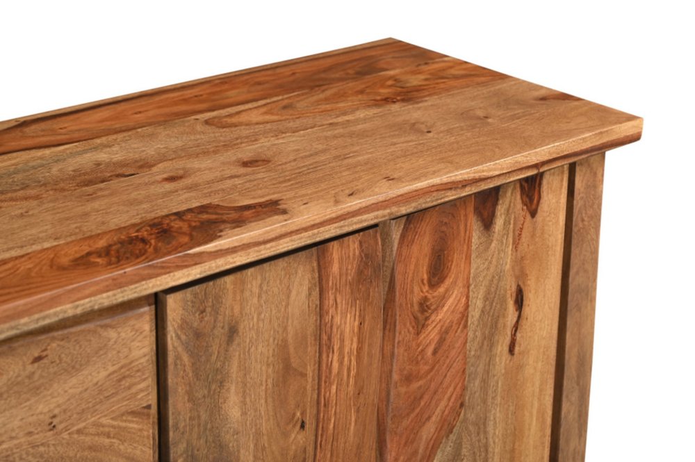 72" Brown Solid Wood Live Edge Three Drawer Sideboard With Four Doors