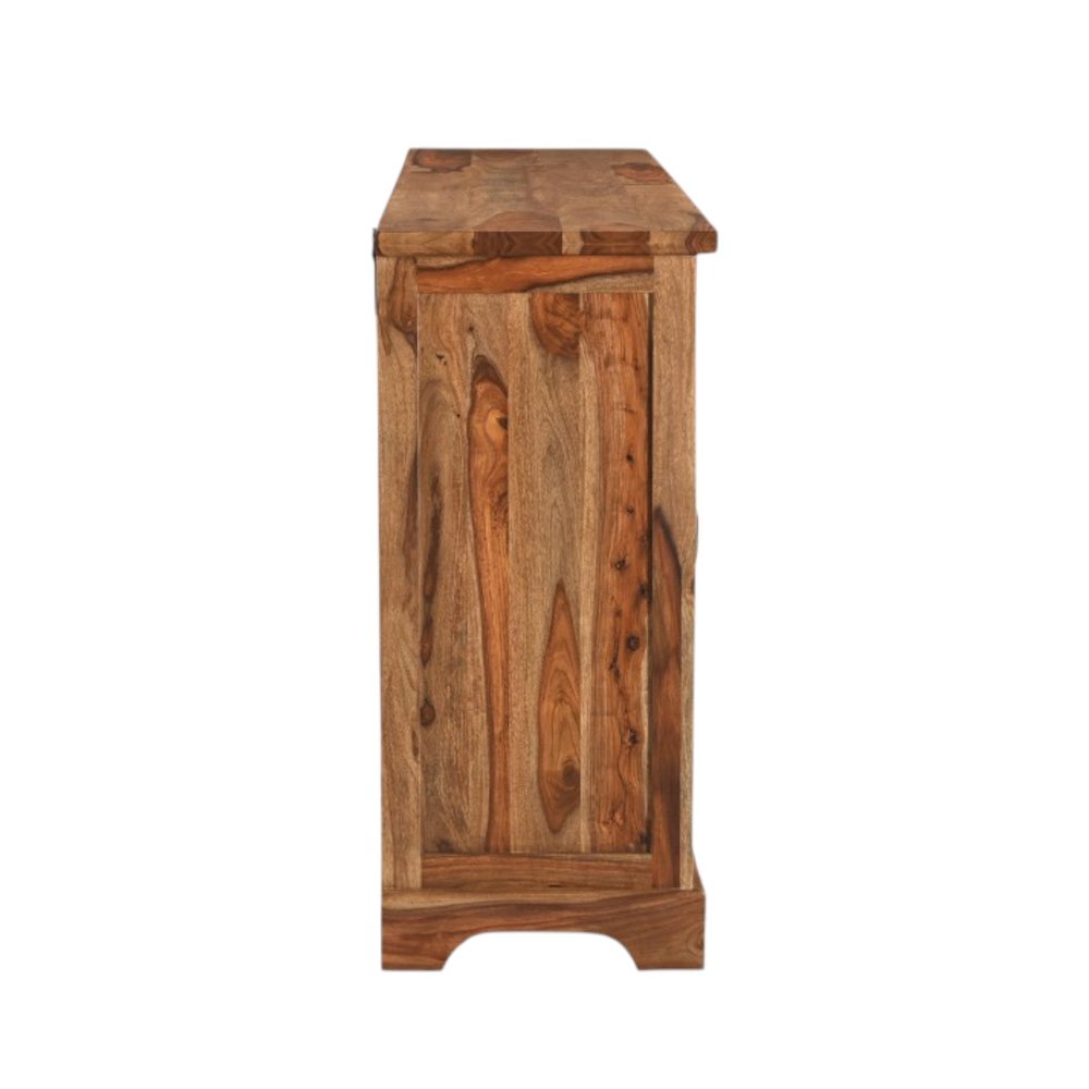 72" Brown Solid Wood Live Edge Three Drawer Sideboard With Four Doors HomeRoots