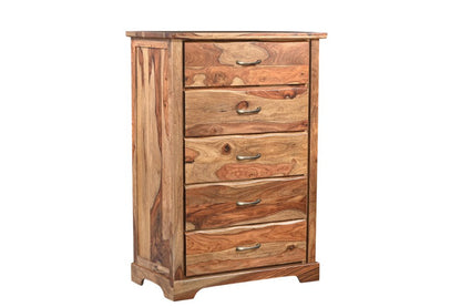 51" Brown Solid Wood Live Edge Five Drawer Standard Chest HomeRoots