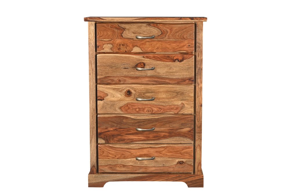 51" Brown Solid Wood Live Edge Five Drawer Standard Chest HomeRoots