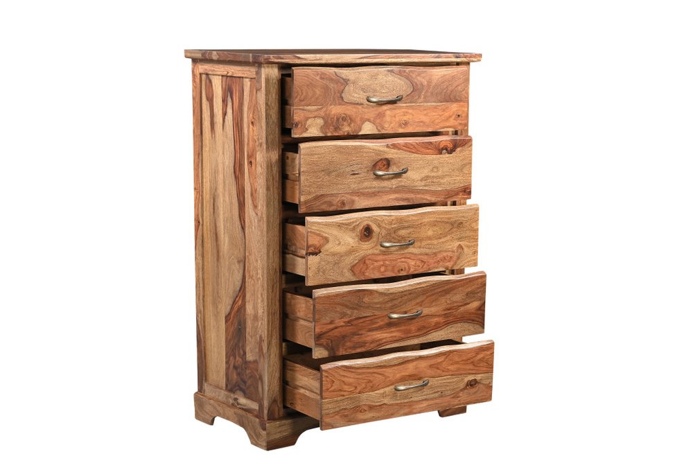 36" Dark Brown Solid Wood Five Drawer Chest HomeRoots