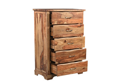 51" Brown Solid Wood Live Edge Five Drawer Standard Chest HomeRoots